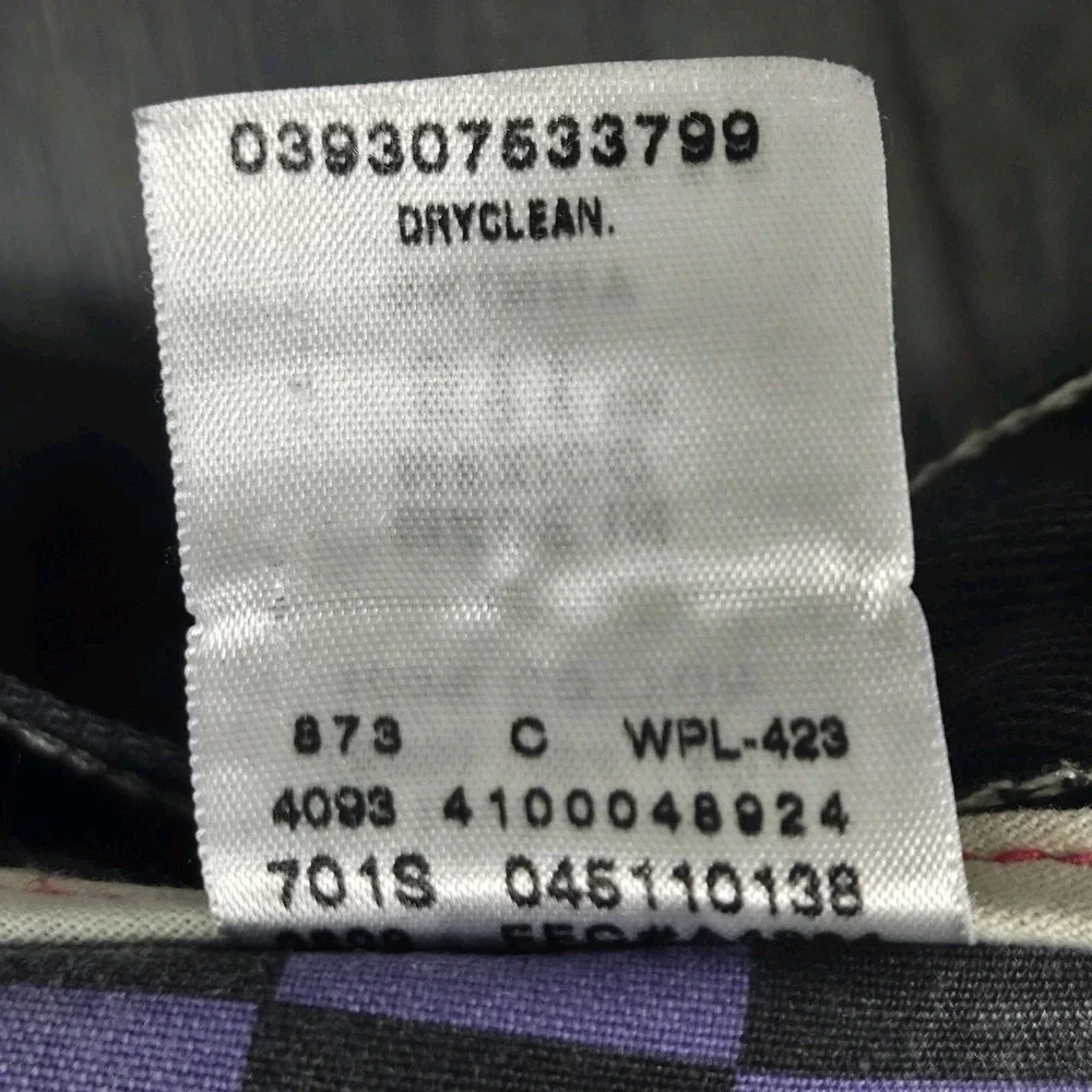 VTG Y2K Levis 511 Skinny Original Black Jeans Mens 33x32 Purple Checker Pockets